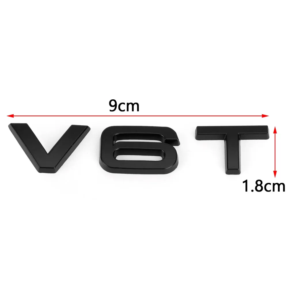 V6T Emblem Badge Fit Audi A1 A3 A4 A5 A6 A7 Q3 Q5 Q7 S6 S7 S8 S4 SQ5 Svart