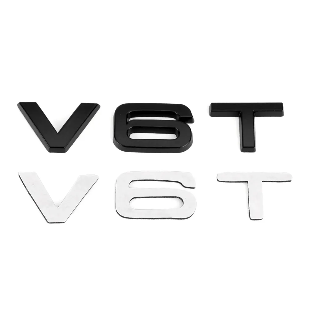 V6T Emblem Badge Fit Audi A1 A3 A4 A5 A6 A7 Q3 Q5 Q7 S6 S7 S8 S4 SQ5 Svart