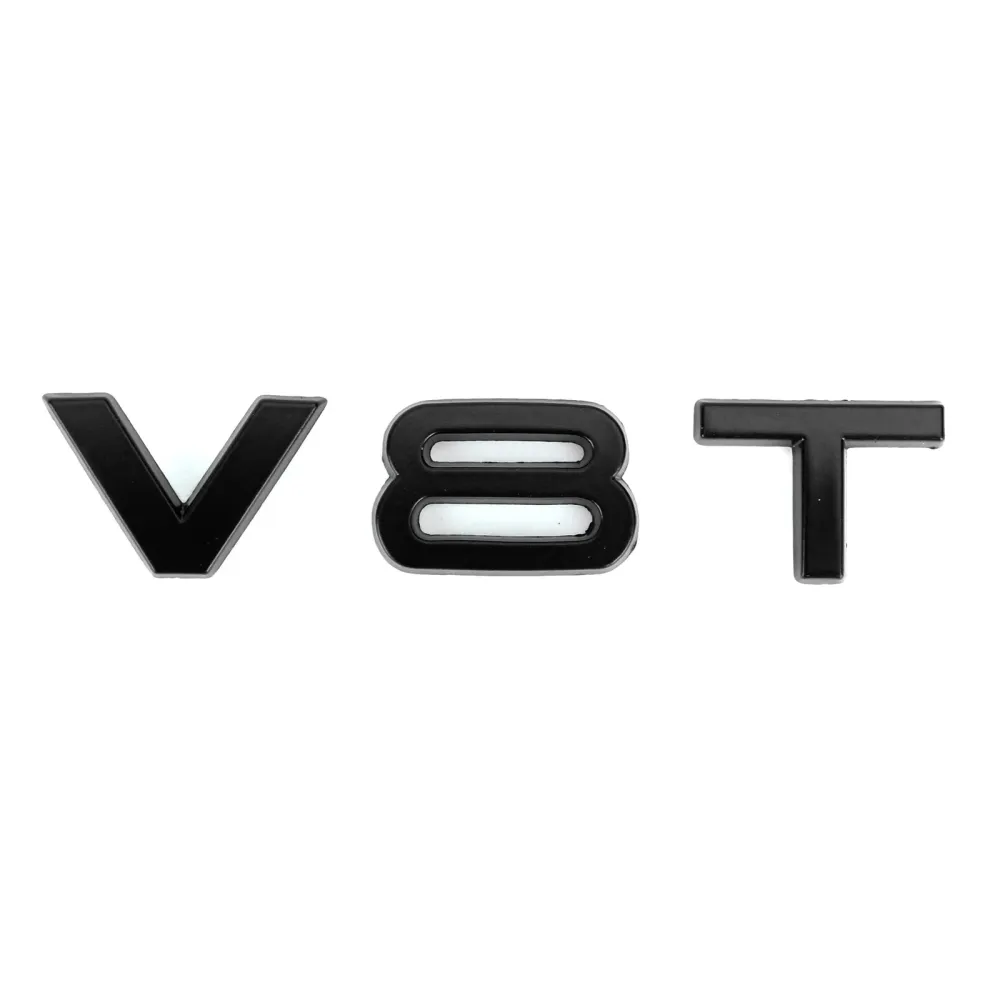 V8T Emblem Badge Fit Audi A1 A3 A4 A5 A6 A7 Q3 Q5 Q7 S6 S7 S8 S4 SQ5 Svart generisk