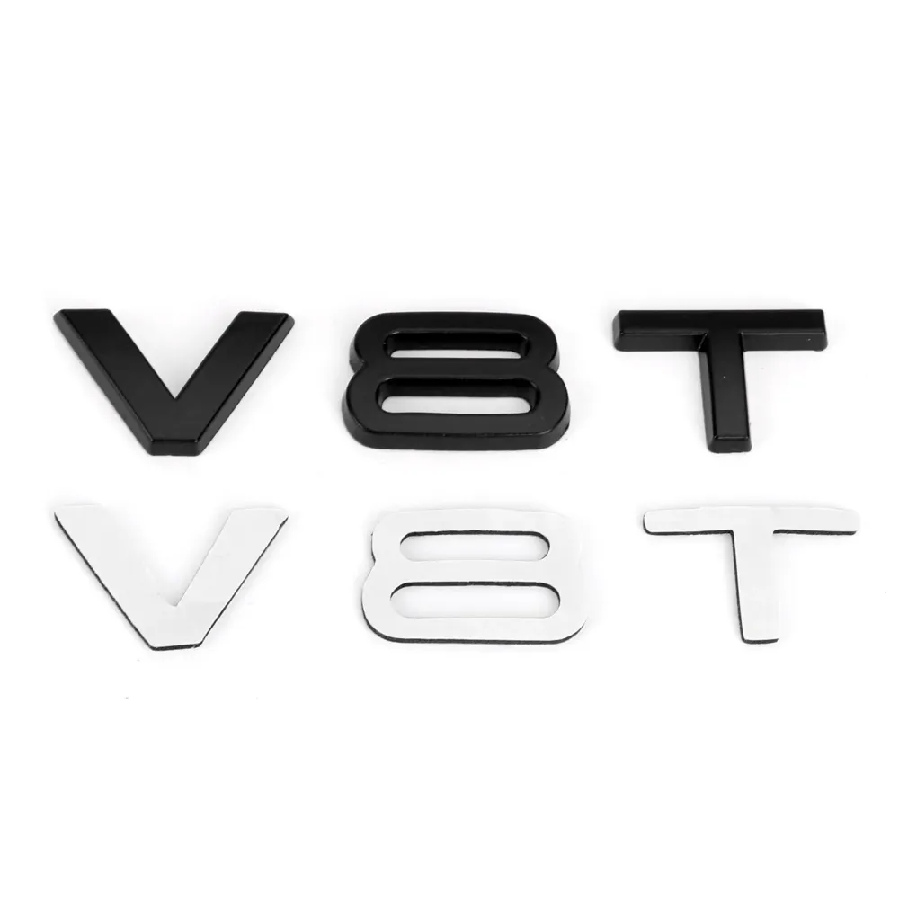 V8T Emblem Badge Fit Audi A1 A3 A4 A5 A6 A7 Q3 Q5 Q7 S6 S7 S8 S4 SQ5 Svart generisk