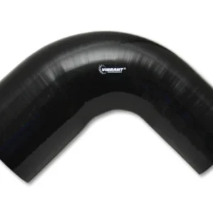Vibrant 2.75in ID x 3.5in ID x 4in Long Gloss Black Silicone 90 Degree Transition Elbow