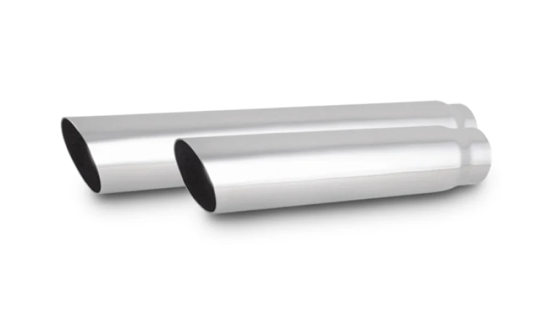 Vibrant 4in Round SS Truck/SUV Exhaust Tip (Single Wall Angle Cut) - 2.5in inlet 20in long