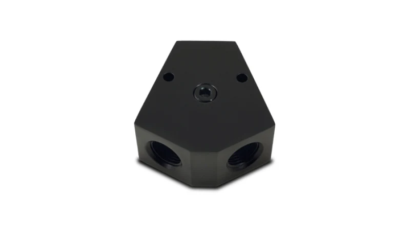 Vibrant Billet Aluminum Y-Block Fitting 1/8in NPT Port - 1/2in NPT x 3/8in NPT x 3/8in NPT