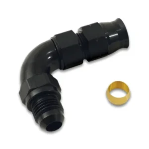 Vibrant 90 Degree 5/16in Tube to Male -6AN Flare Adapter w/ Olive Inserts