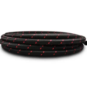 Vibrant -4 Two-Tone Black/Red Nylon Braided Flex Hose (5 foot roll)