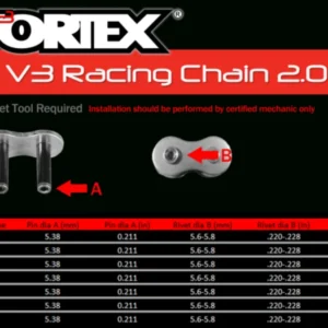 Vortex Racing V3 2.0 Master Link Rivet 520SX3-RCL- Black