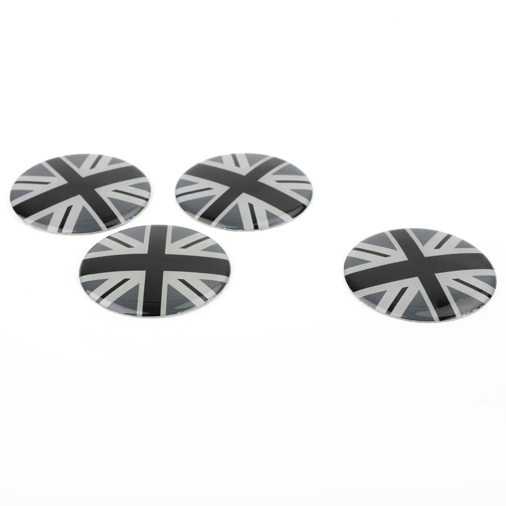 Wheel Center Hub Cap Emblem Badge Decal Black Union Jack UK Flag Mini Cooper
