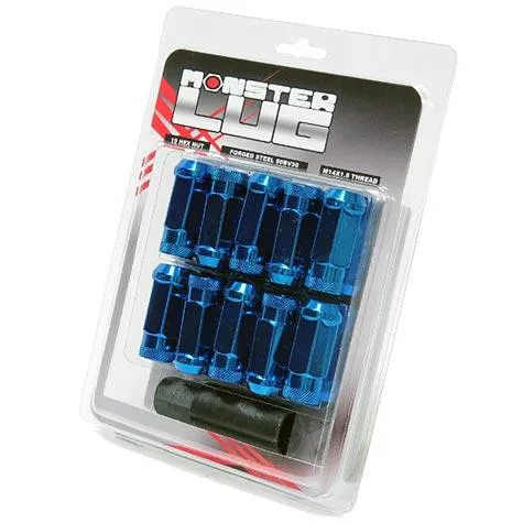 Wheel Mate Monster Locking Lug Nut Set 4 - Blue 14x1.50