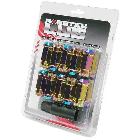 Wheel Mate Monster Open End Lug Nut Set 20 - Chrome Neon 14x1.50