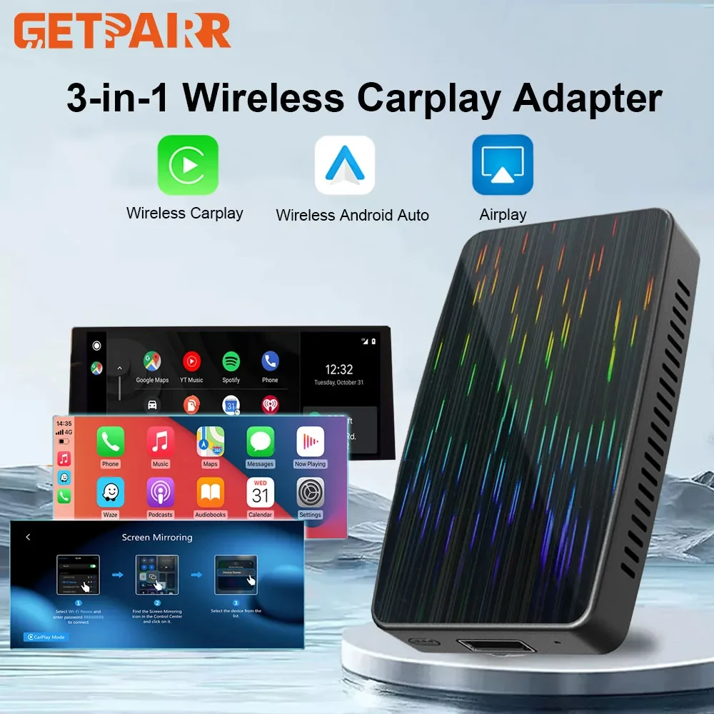 Wireless CarPlay Android Auto Adapter Plug and Play VW and Mercedes-Benz Cars