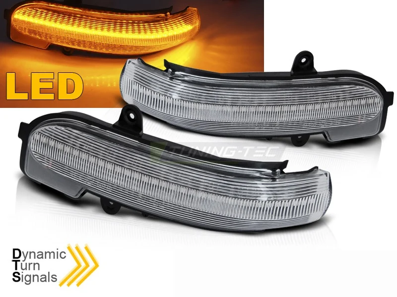Blinklys Mercedes C-Klasse CL203 00-04 Sportcoupe - Sekvensiell LED Hvit Speil