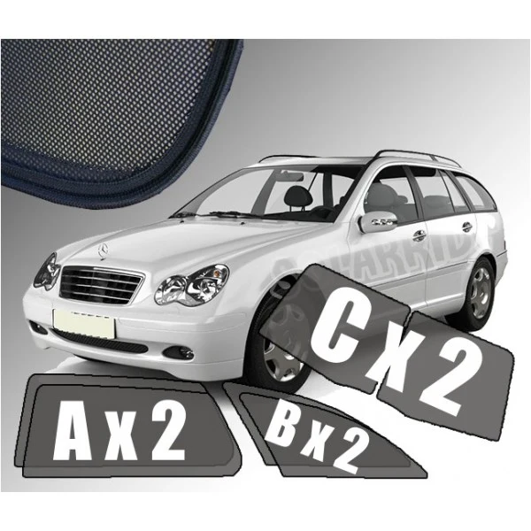 Solskjerm Mercedes C (S203) Stasjonsvogn (2000-2007) (6 stk)