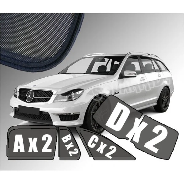 Solskjerm Mercedes C (S204) Stasjonsvogn (2007-2014) (8 stk)