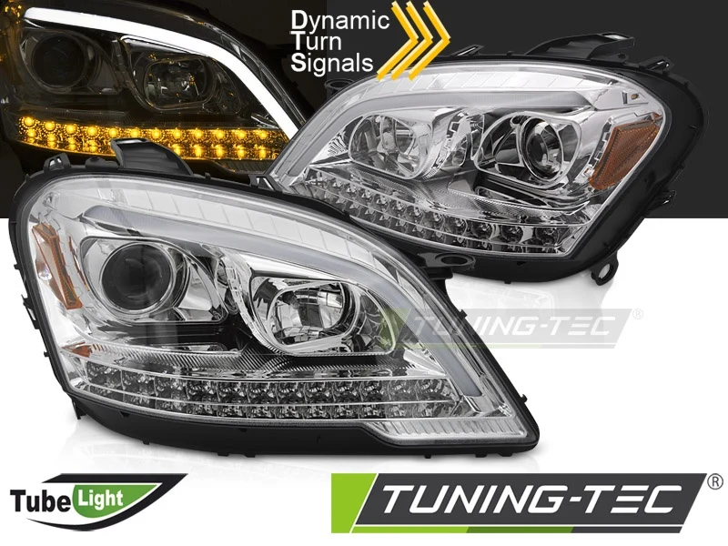 Frontlykter Mercedes M-Klasse W164 (2009–2011) Tube Light Krom Sekvensiell - LPMED9