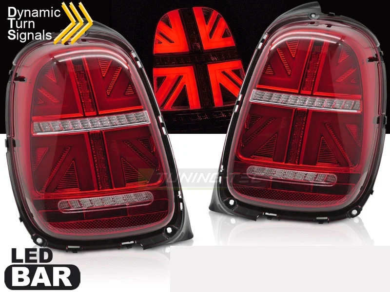 Baklykter Mini Cooper F55 F56 F57 (2014-2017) LED Sekvensiell Rod/Hvit - LDMC12