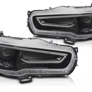 Frontlykter Mitsubishi Lancer (2008–2016) Tube Light Svart - LPMI22