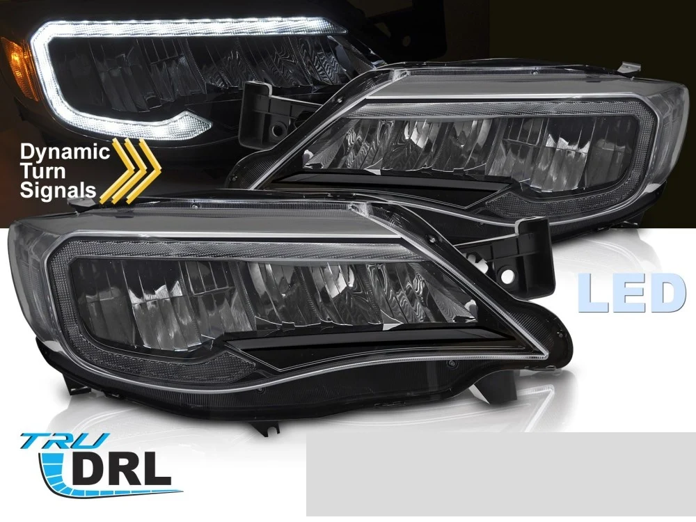 Frontlykter Subaru WRX (2008–2014) LED Tube Light Svart - LPSU23