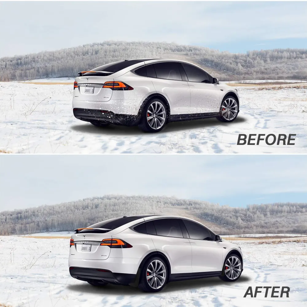 Skvettlapp Tesla Model X / sett 4 stk. (2016-2021) – (PU) polyuretan + ABS Automotive