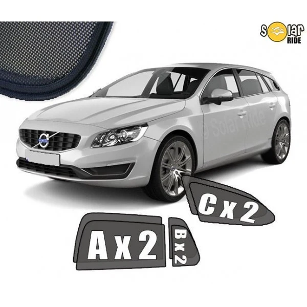 Solskjerm Volvo V60 I (2010-2018) (6 stk)