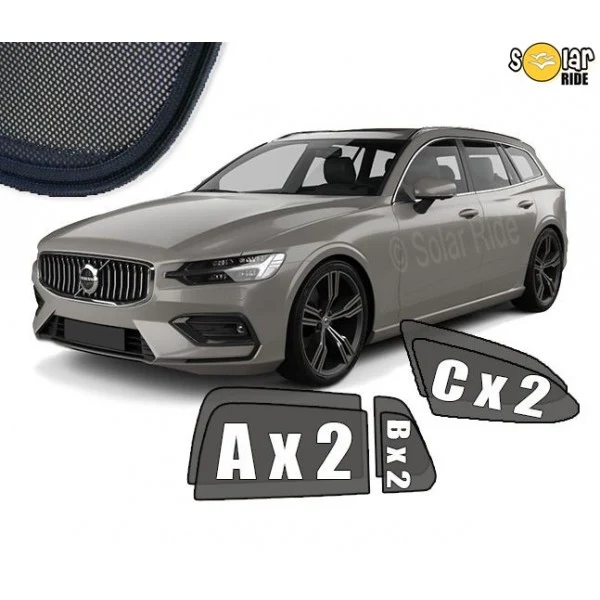 Solskjerm Volvo V60 II (2018-) (4 stk, tape)