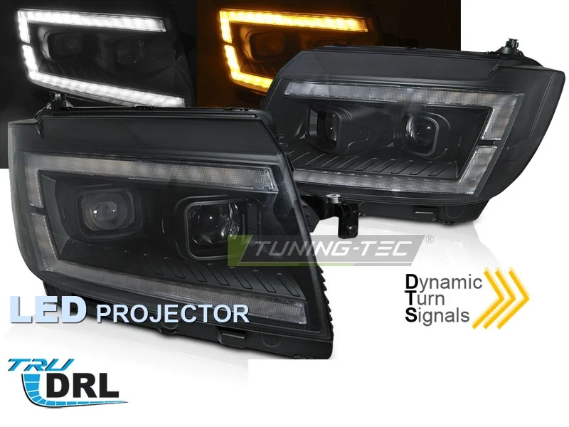 Frontlykter Volkswagen Crafter II (2017–) LED Tube Light DRL Sekvensiell Svart - LPVWV9
