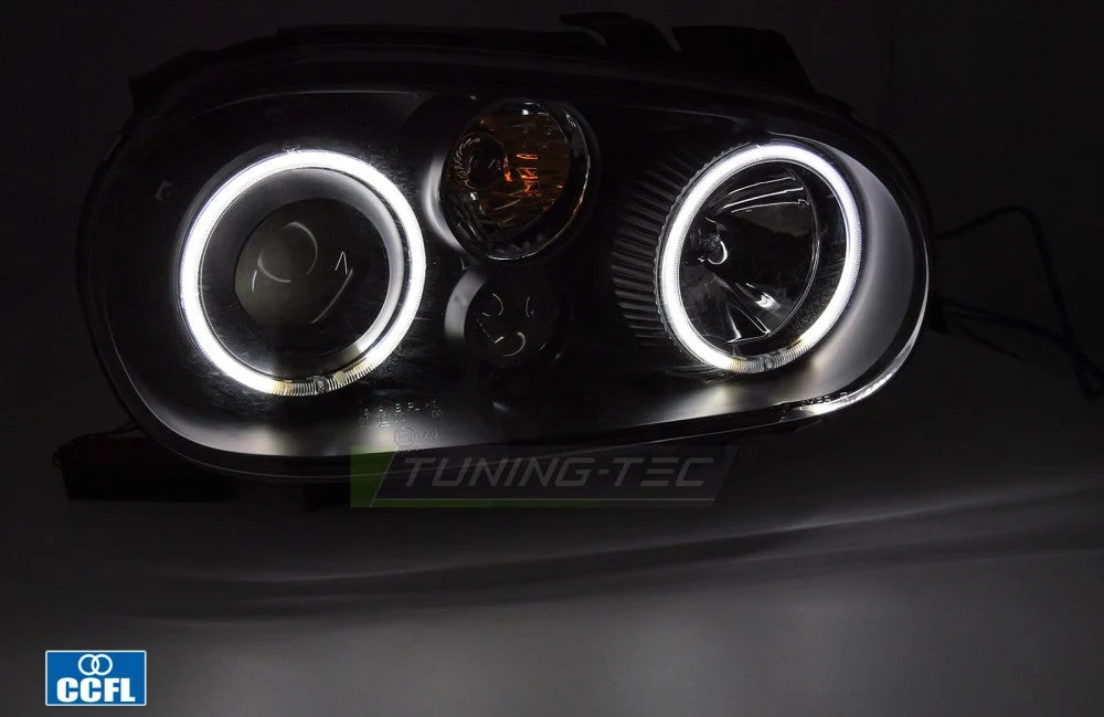 Frontlykter Volkswagen Golf IV 97–03, Angel Eyes CCFL svart – LPVWY9