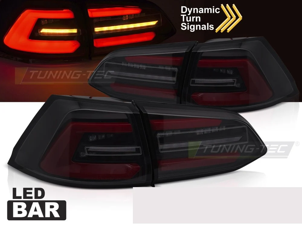 Baklykter Volkswagen Golf 7 (2013–2017) LED Sekvensiell Smoke Svart - LDVWT7