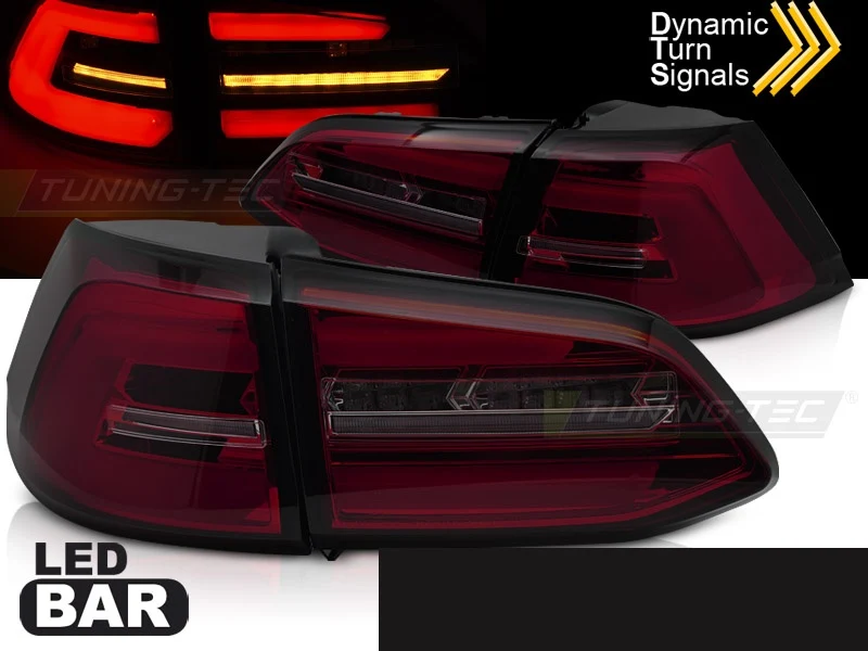 Baklykter Volkswagen Golf 7 (2017–2019) LED Sekvensiell Rød Smoke - LDVWT0