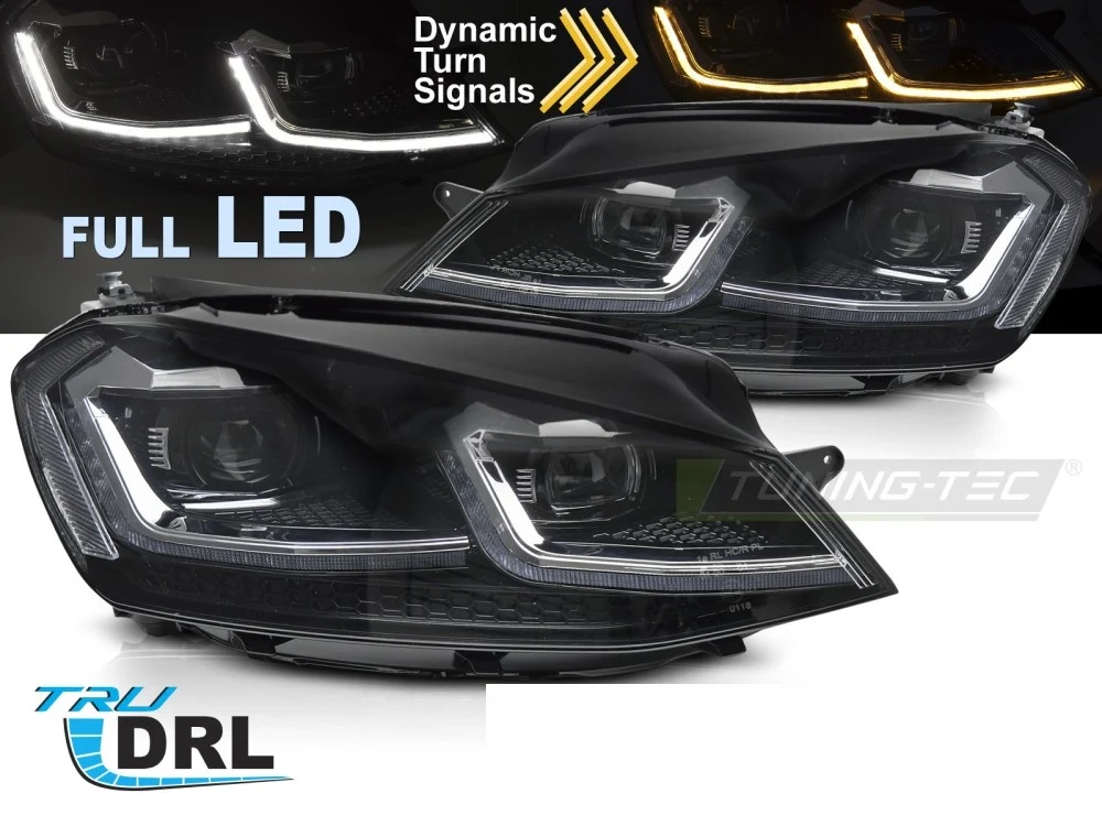 Frontlykter Volkswagen Golf 7 12-20 - Full LED Sekvensiell DRL Silver
