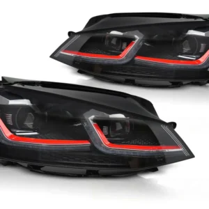 Frontlykter Volkswagen Golf 7 12-20 - Rød LED Sekvensiell DRL