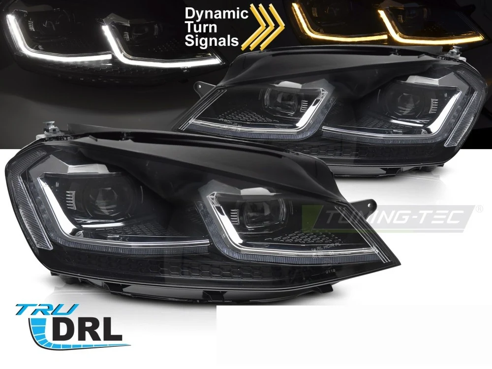 Frontlykter Volkswagen Golf 7 12-20 - LED Sekvensiell DRL Silver