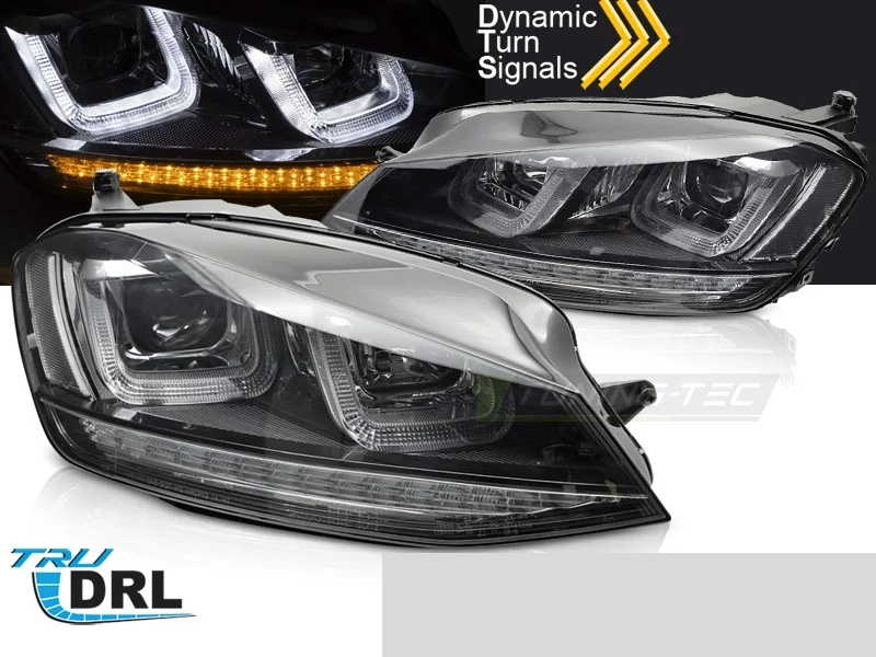 Frontlykter Volkswagen Golf 7 (2013–2017) Sekvensiell Svart Black Line - LPVWV7