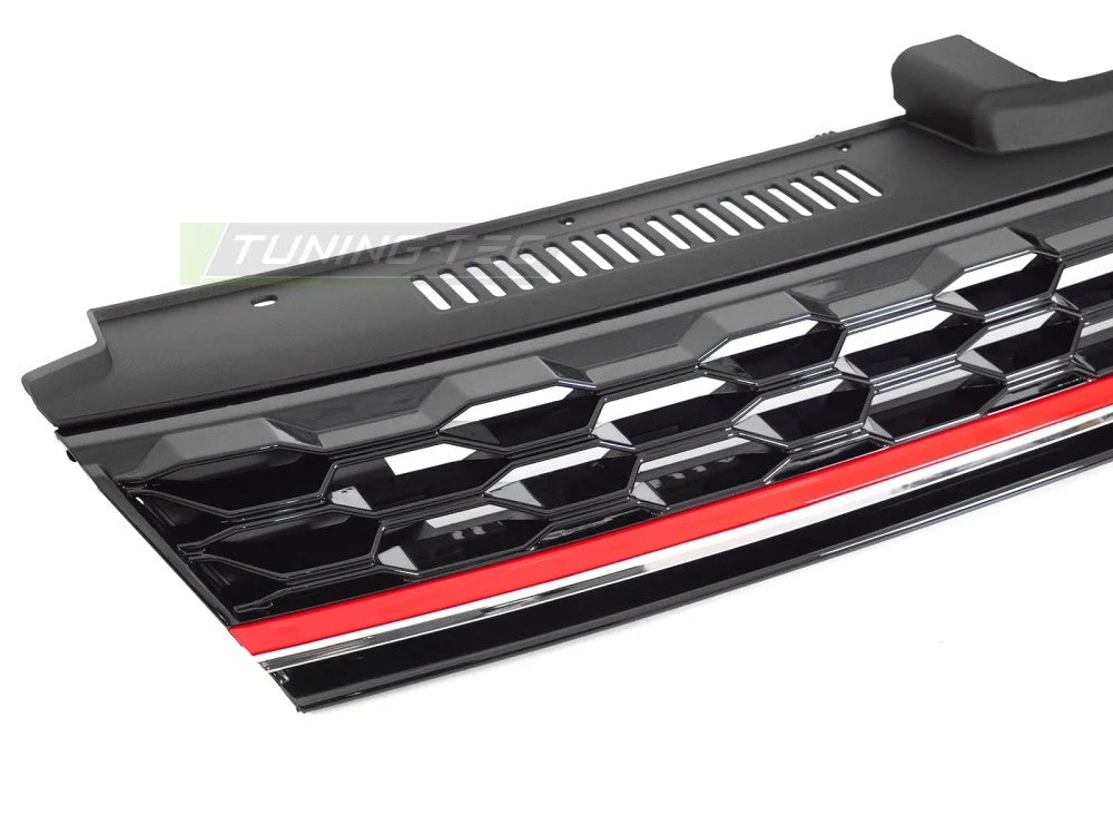 Grill VW Golf 7 2017-2019 glanssvart med rød linje - GRVW37