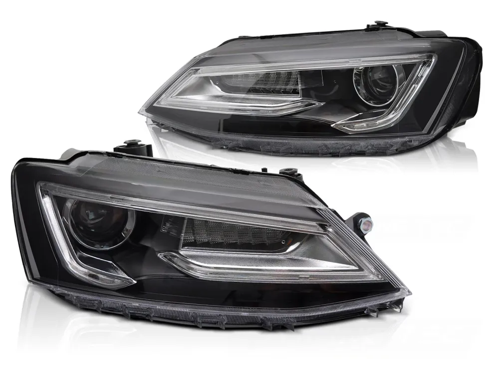 Frontlykter VW Jetta VI (2011–2018) Tube Light Svart - LPVWX0