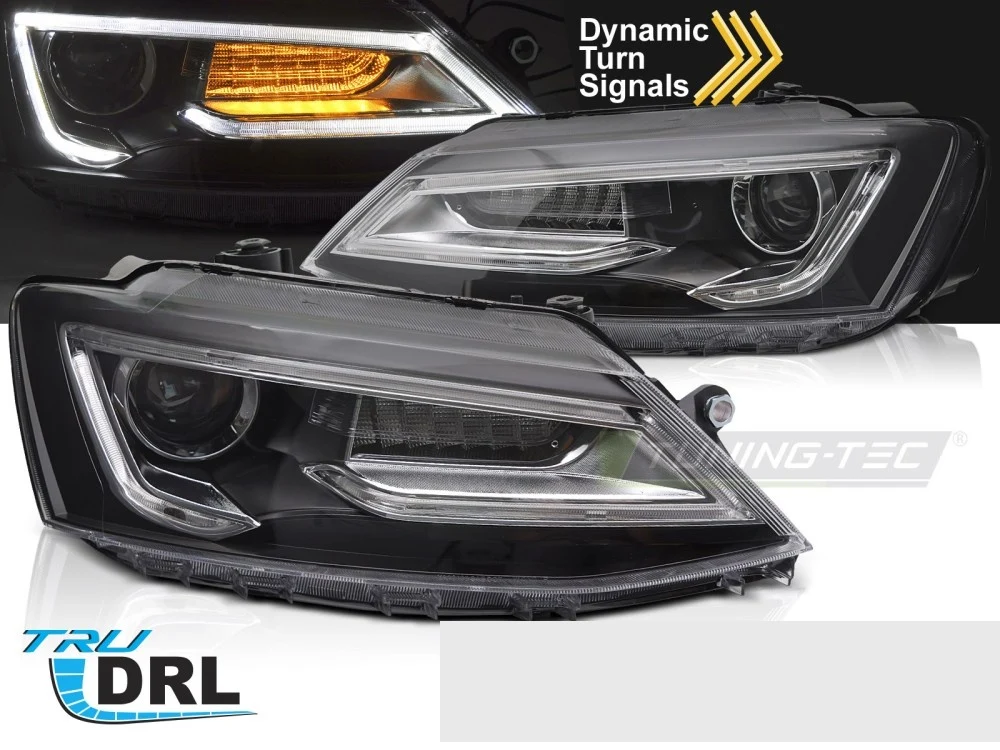 Frontlykter VW Jetta VI (2011–2018) Tube Light Svart - LPVWX0