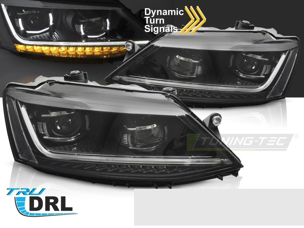 Frontlykter Volkswagen Jetta 05-18 LED Sekvensielle med DRL