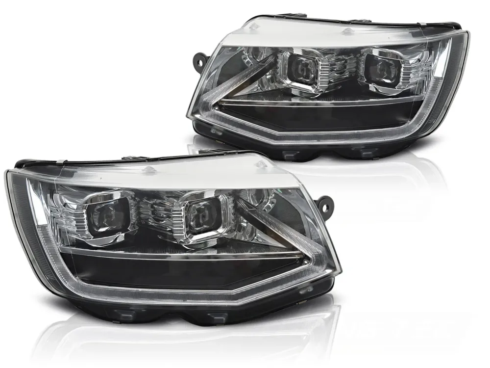 Frontlykter Volkswagen T6 15-24 LED Tube Light Krom med Sekvensiell Blinkers