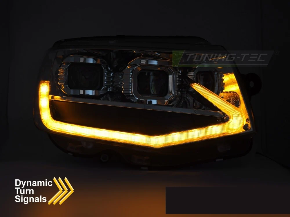 Frontlykter Volkswagen T6 15-24 LED Tube Light Krom med Sekvensiell Blinkers